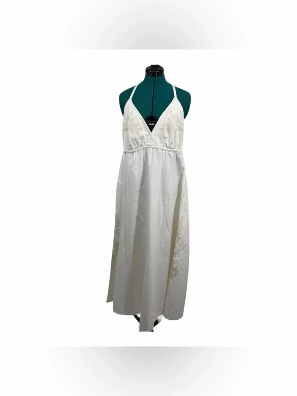 Robert Rodriguez White Embroidered Halter Maxi Dress NWOT Size 12